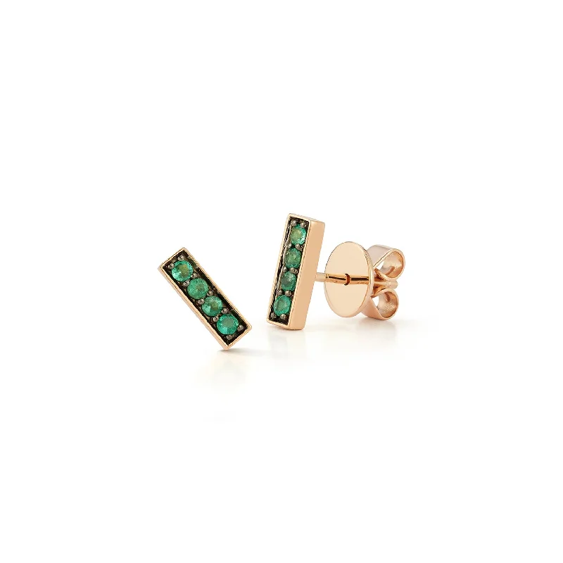 WF CLASSIC 18K AND GREEN EMERALD MINI BAR STUDS