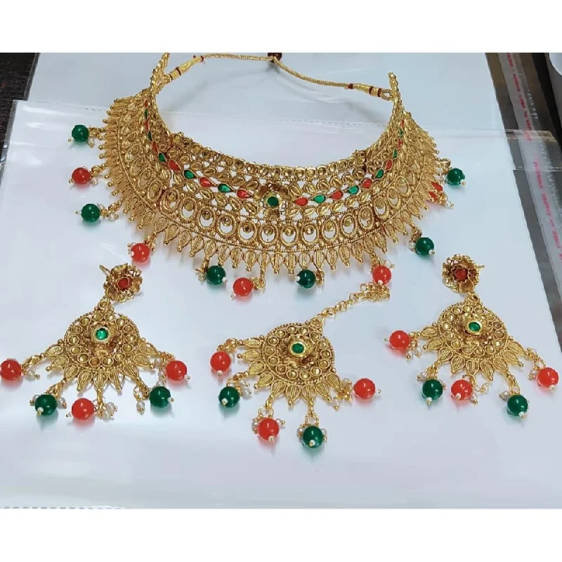 Akruti Collection Gold Plated Crystal Stone Necklace Set