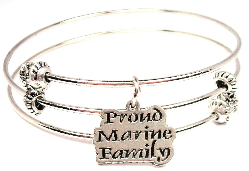 Proud Marine Family Triple Style Expandable Bangle Bracelet