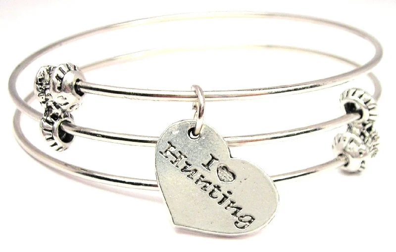 I Love Hunting Triple Style Expandable Bangle Bracelet