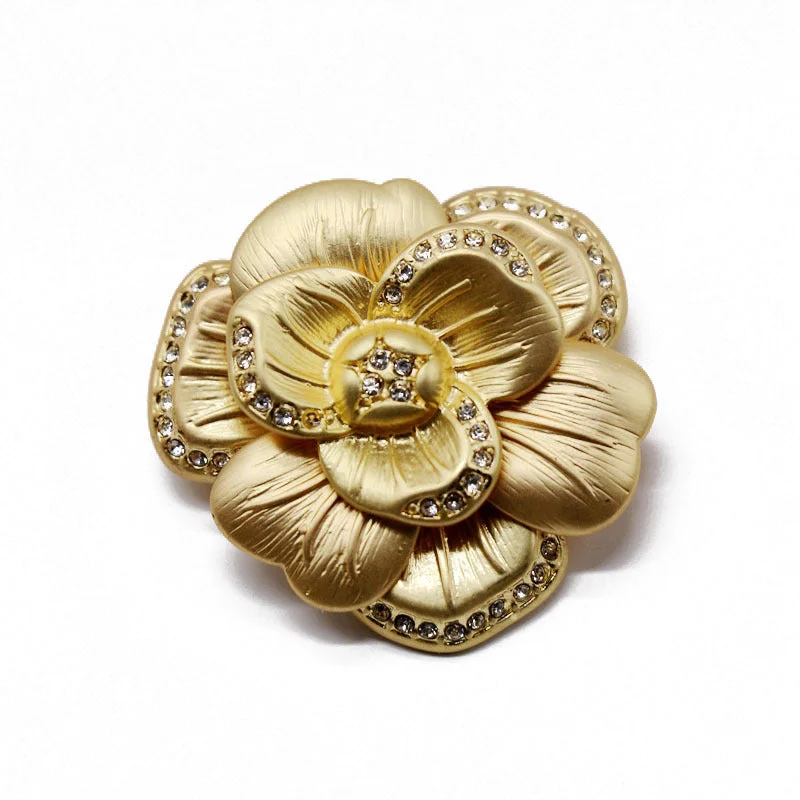 Gold Rhinestone Brooch BR-605