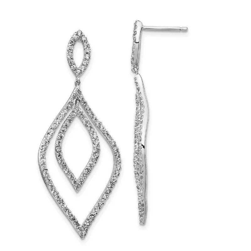 Curata 925 Sterling Silver 45x20mm CZ Cubic Zirconia Flames Dangle Post Earrings