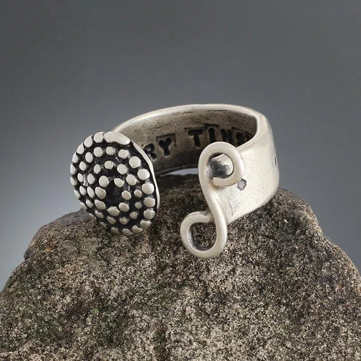 Beaded Spiral & Swirl Open Ring - Size 5 1/2