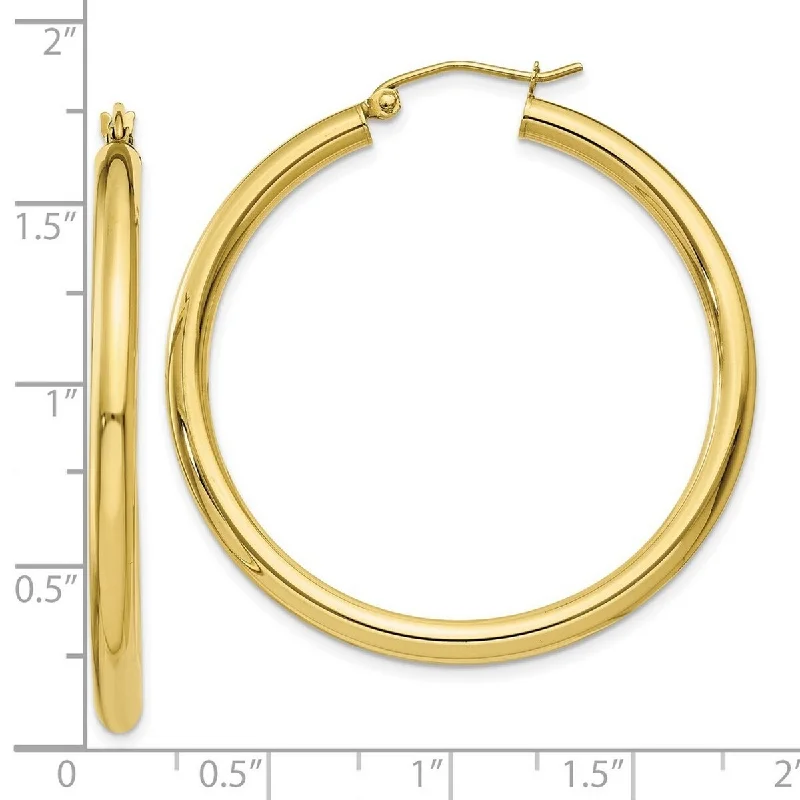 Curata 10k Yellow Gold 35x3mm Classic Round Hoop Earrings