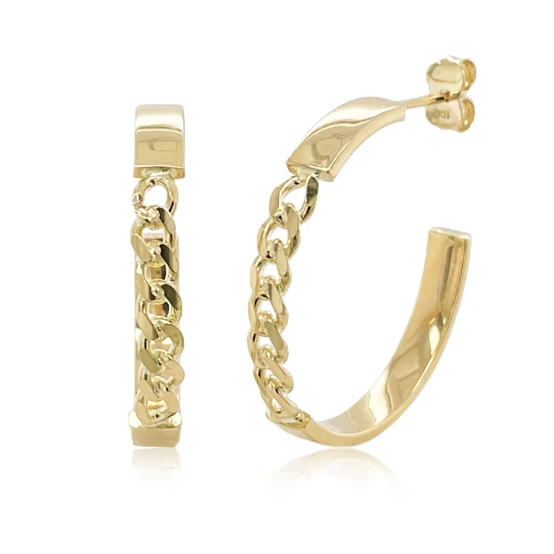 Joelle 14K Yellow Gold Open Chain Hoop Earrings 4x25mm -