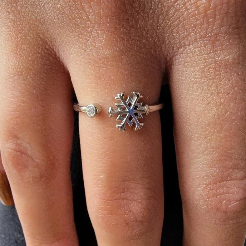 .925 Sterling Silver Snowflake Ring