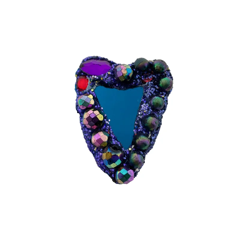 BLUE DISCO CRYSTAL HEART BROOCH, 2023