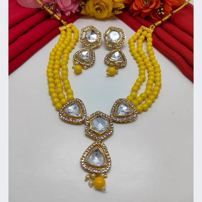 Palak Art Gold Plated Kundan Stone Necklace Set