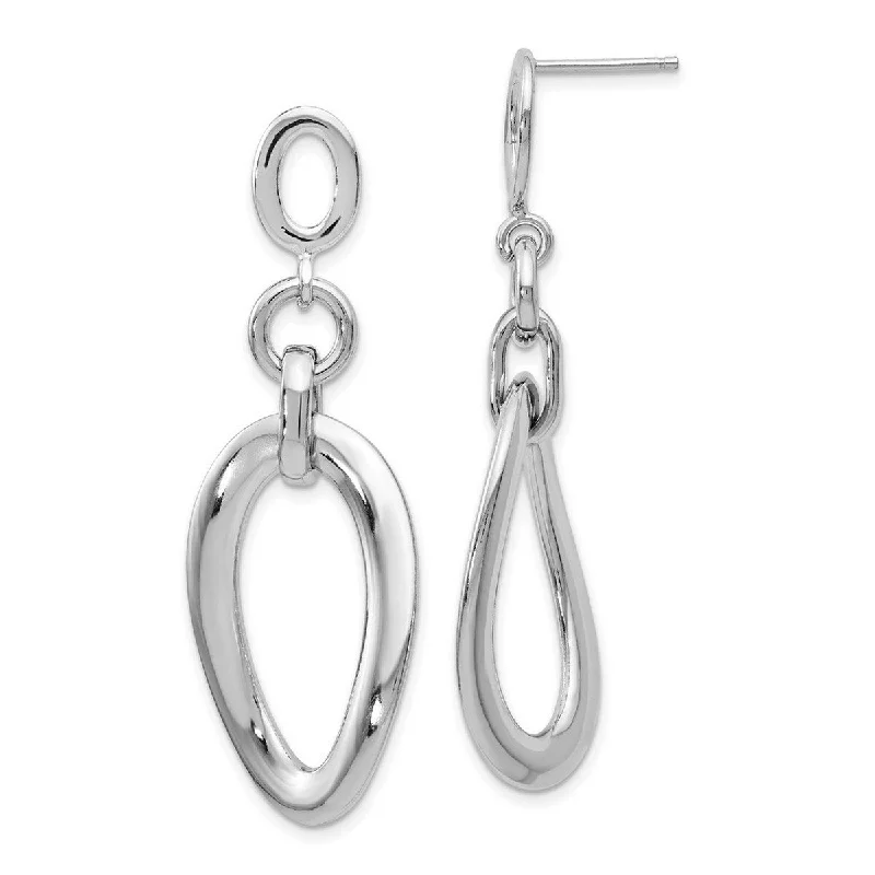 Curata 925 Sterling Silver 50x18mm Oval Polished Post Dangle Earrings