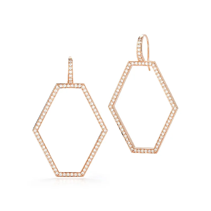 KEYNES 18K MEDIUM OPEN HEXAGON DIAMOND EARRINGS