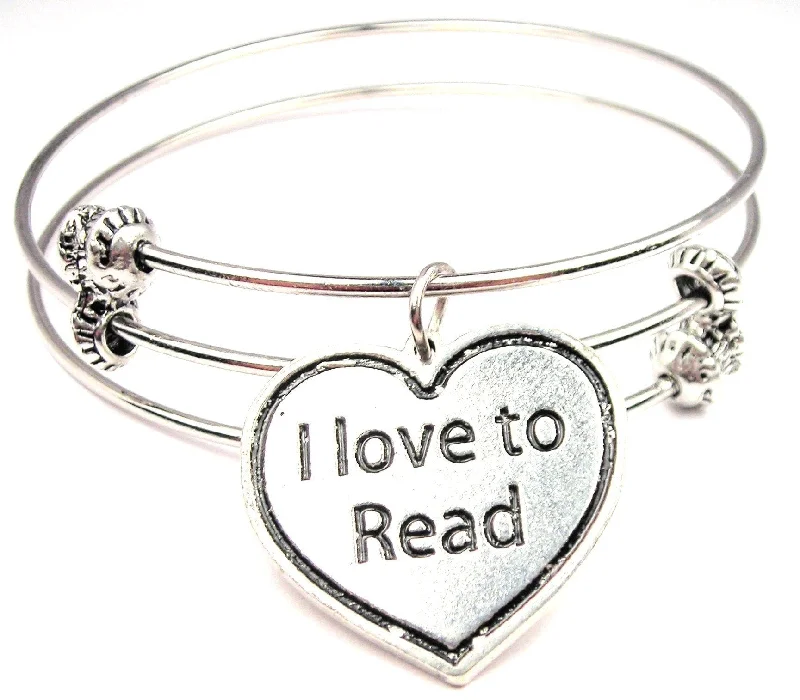 I Love to Read Triple Style Expandable Bangle Bracelet