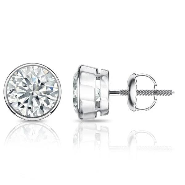 Auriya 14k Gold GIA Certified 4.50 carat TDW Bezel Set Round Diamond Stud Earrings