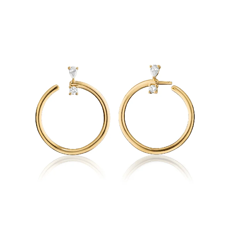 18K Yellow Gold Large "Galaxy Wrap Hoop" Earrings with Diamonds