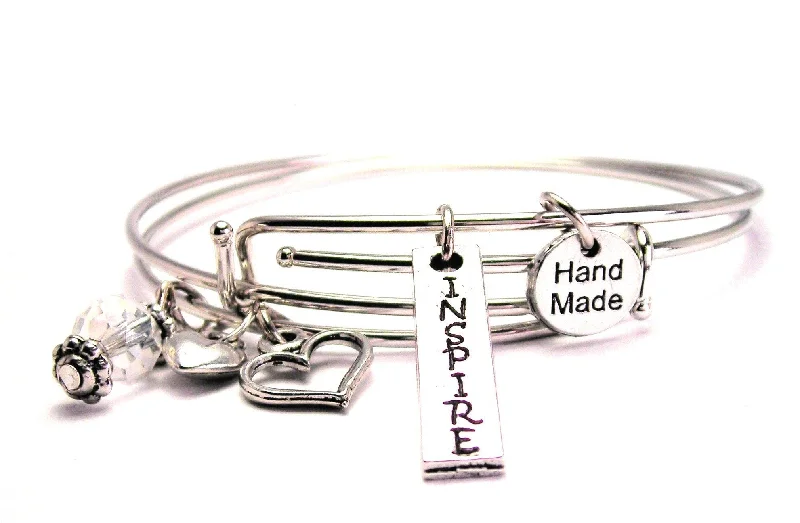 Inspire Long Tab Expandable Bangle Bracelet Set