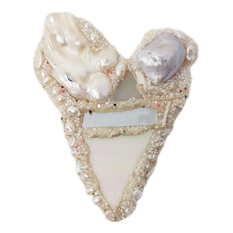 PEARL HEART BROOCH