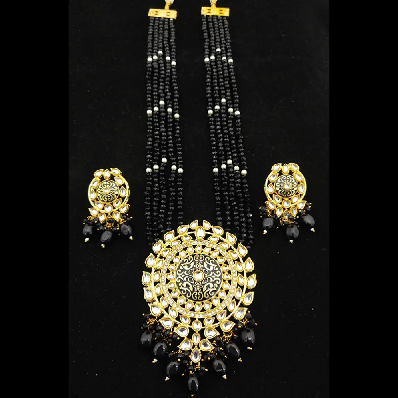 Manisha Jewellery Gold Plated Kundan Stone & Meenakari Long Necklace Set