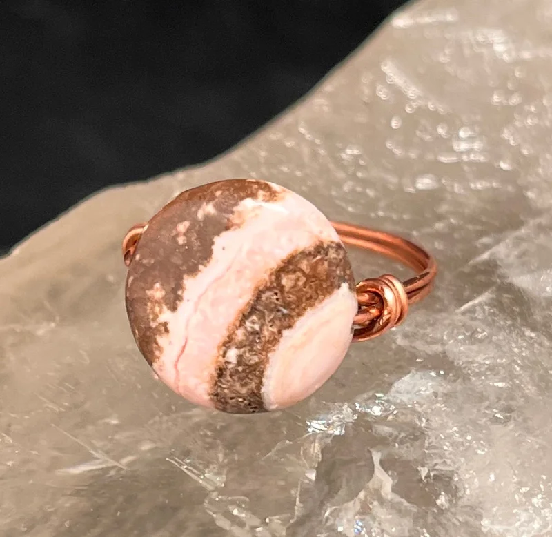 Rhodochrosite from Peru Copper Bead Ring