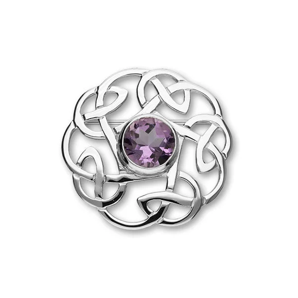 Celtic Silver Brooch CB62 Amethyst