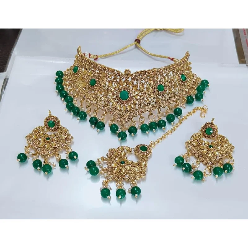 Akruti Collection Gold Plated Crystal Stone Necklace Set