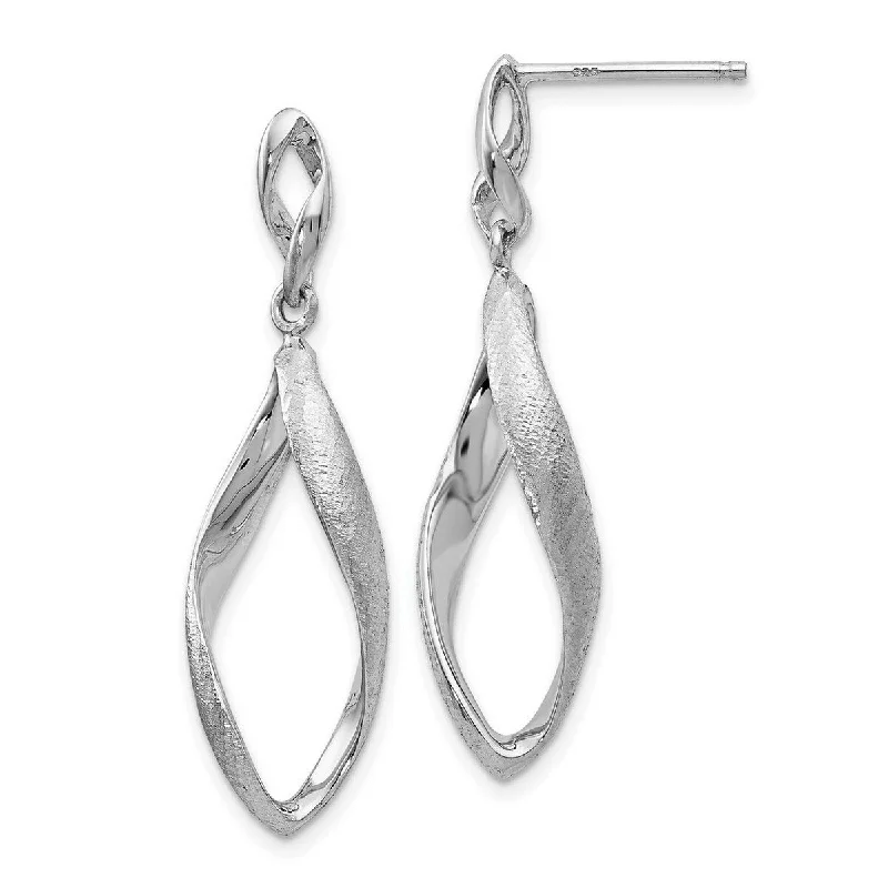 Curata 925 Sterling Silver 37x11mm Radiant Essence Textured Post Dangle Earrings