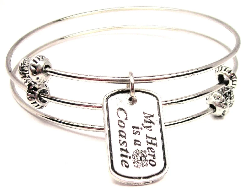 My Hero is a Coastie Triple Style Expandable Bangle Bracelet