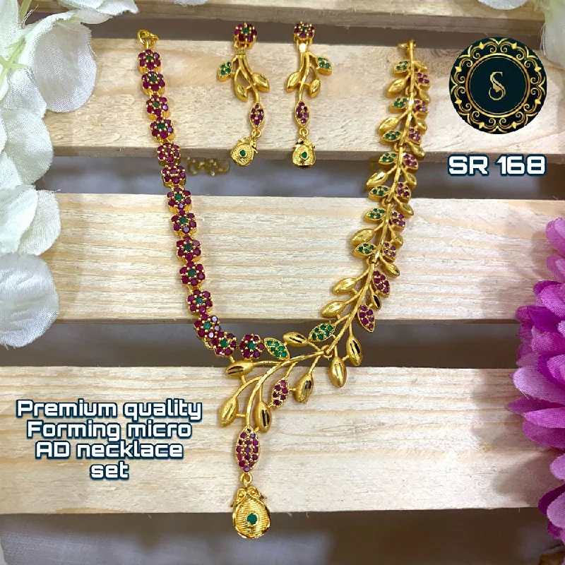 Siara Collections Forming Gold Pota Stone Necklace Set