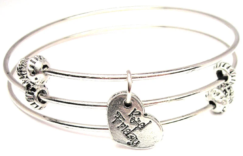 Red Friday Military Heart Triple Style Expandable Bangle Bracelet