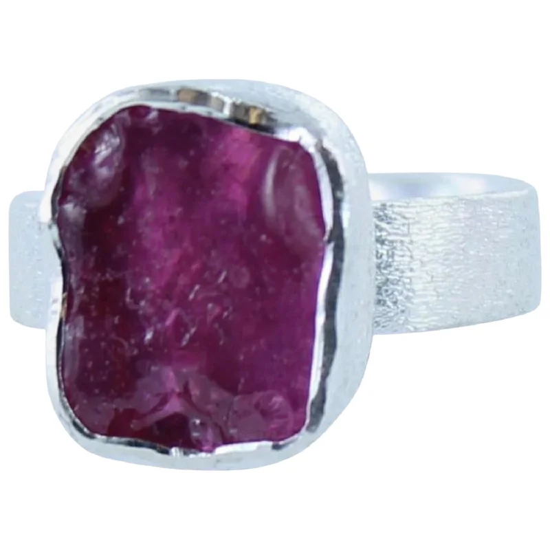 Sterling Silver and Rough Ruby Ring