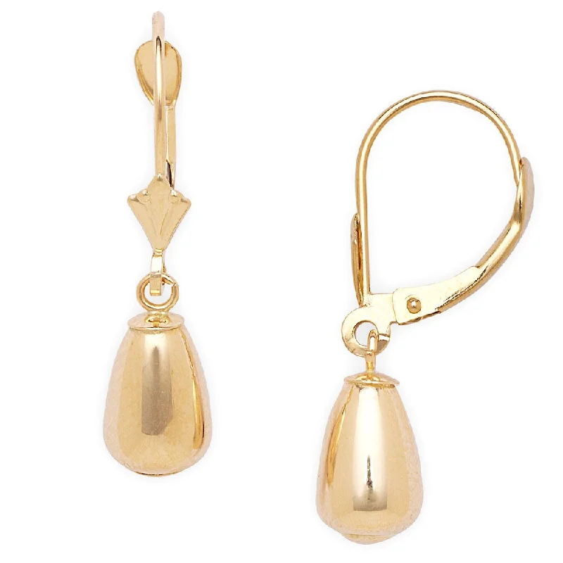 Curata 14k Gold Pear-shaped Drop Leverback Earrings