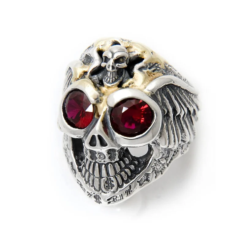 Graffiti Master Skull w/Wings & Stone Eyes Ring