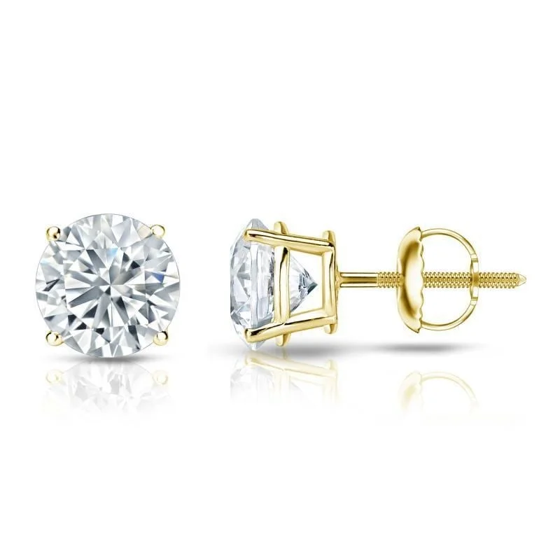 Auriya 18k Gold GIA Certified 4 carat TW Round Diamond Stud Earrings