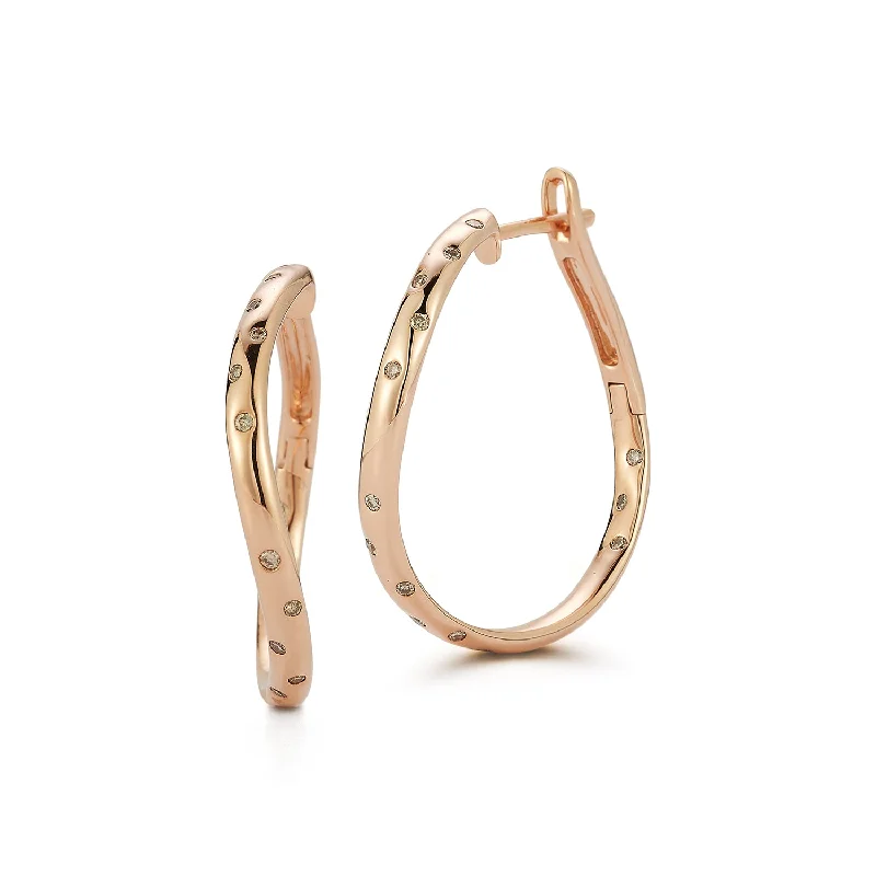 JULIAN 18K GOLD AND CHAMPAGNE DIAMONDS CURVED HOOP EARRINGS