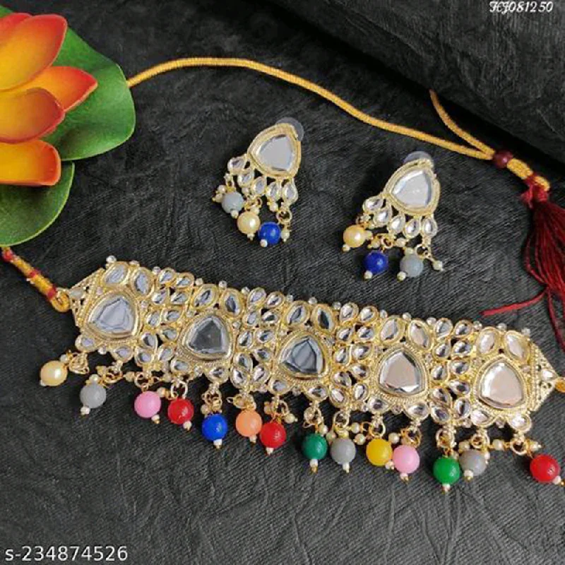 JCM Jewellery Gold Plated Kundan Stone Necklace Set