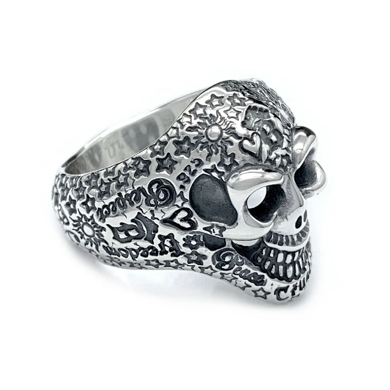 35th Anniversary Graffiti Small Good Luck Skull Ring