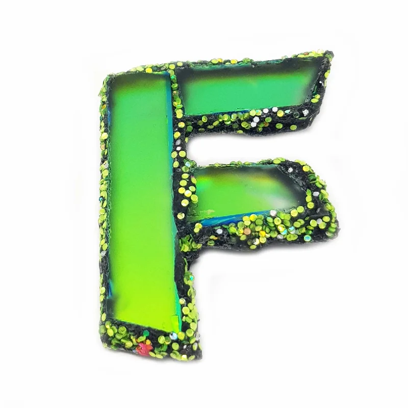 LETTER F - GREEN BROOCH