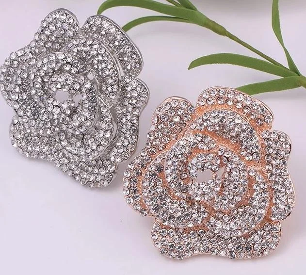 Rose Gold / Silver Brooch Clear Rhinestone Crystal BR-297