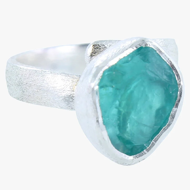 Sterling Silver and Rough Apatite Ring