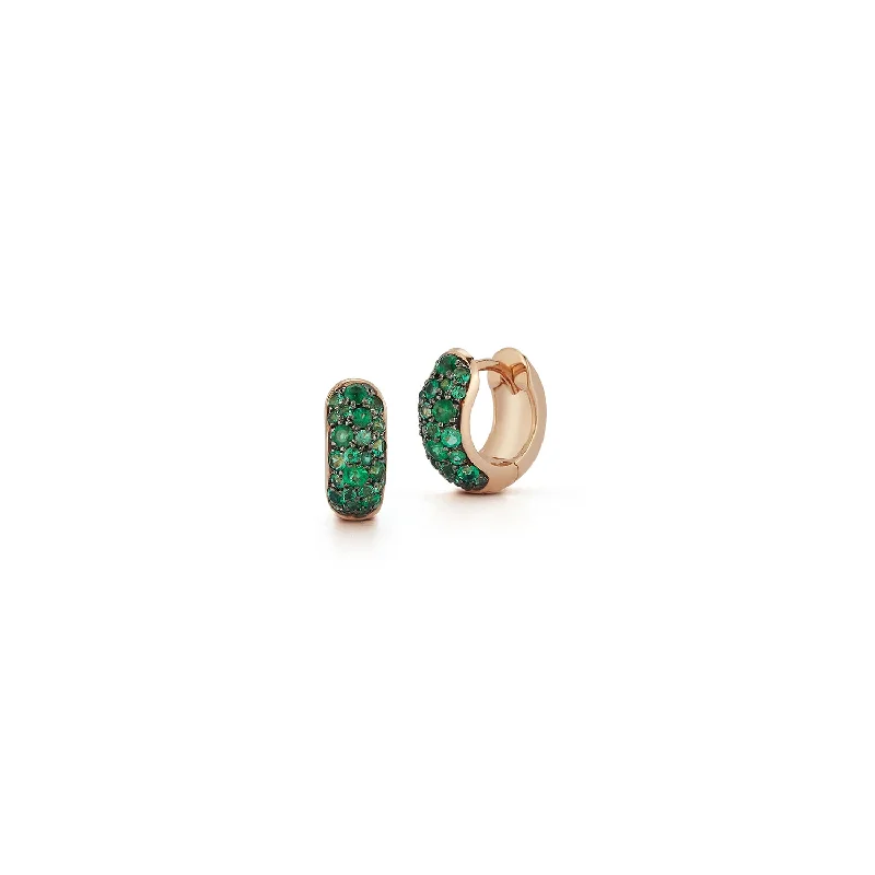 JULIAN 18K GOLD AND GREEN EMERALD HUGGIES