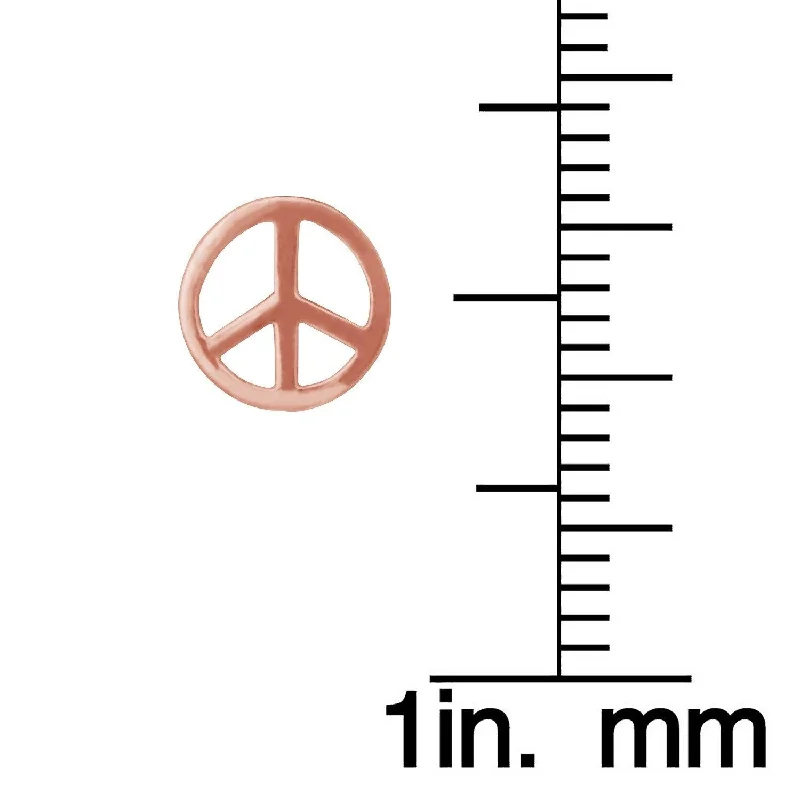 Curata 14K Rose Gold Polished Peace-sign Stud Post Screw-back Earrings (7mm)