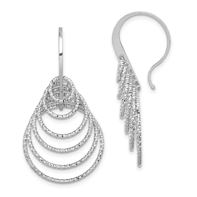 Curata 925 Sterling Silver S7x20mm Textured Teardrops Hook Earrings