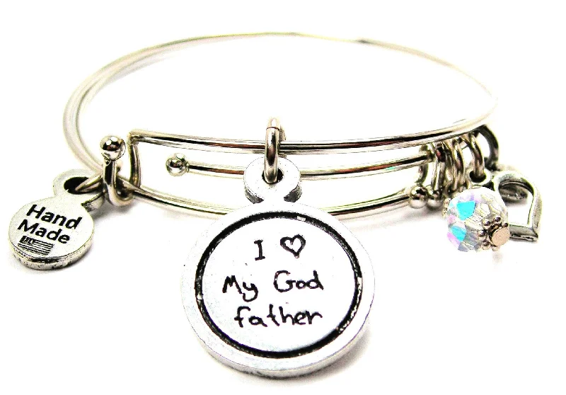 I Love My Godfather Child Handwriting Expandable Bangle Bracelet