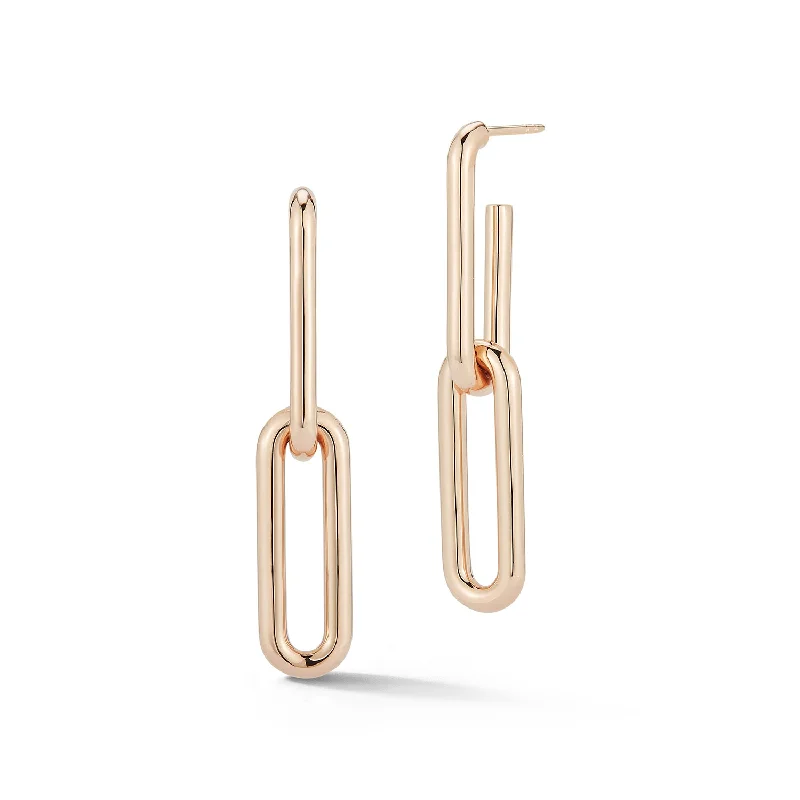 SAXON 18K GOLD 2 DROP ELONGATED LINK EARRING