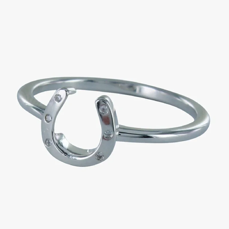 Sterling Silver Pavé Horseshoe Ring