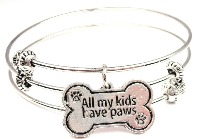 All My Kids Have Paws Triple Style Expandable Bangle Bracelet