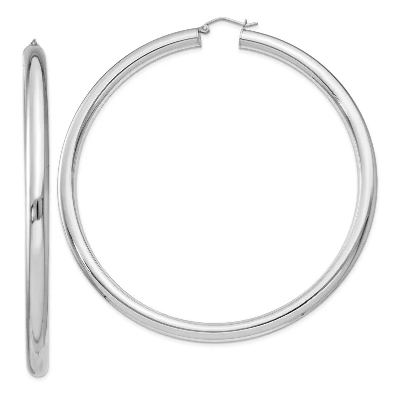 Curata 925 Sterling Silver 83x5mm Polished Hoop Earrings