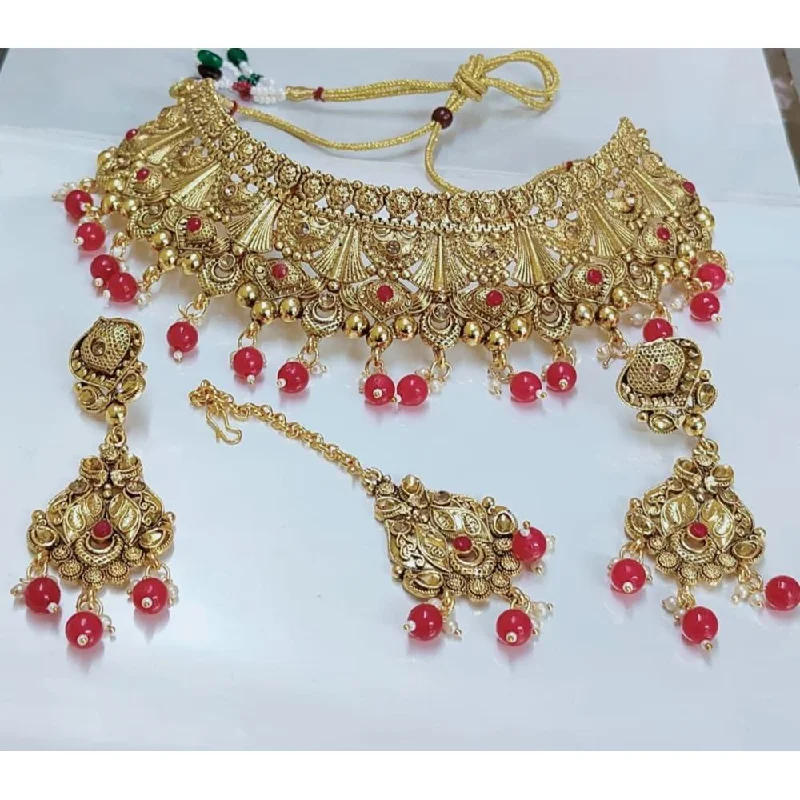 Akruti Collection Gold Plated Crystal Stone Necklace Set