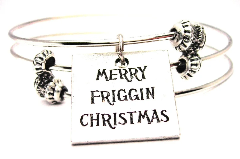 Merry Friggin Christmas Triple Style Expandable Bangle Bracelet