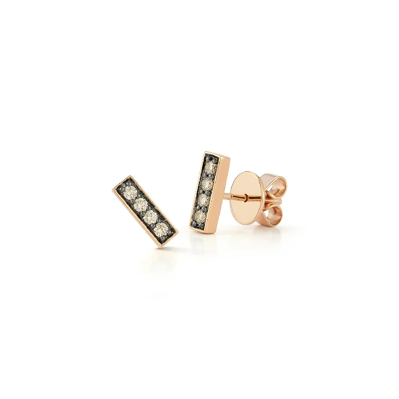 WF CLASSIC 18K AND CHAMPAGNE DIAMOND MINI BAR STUDS