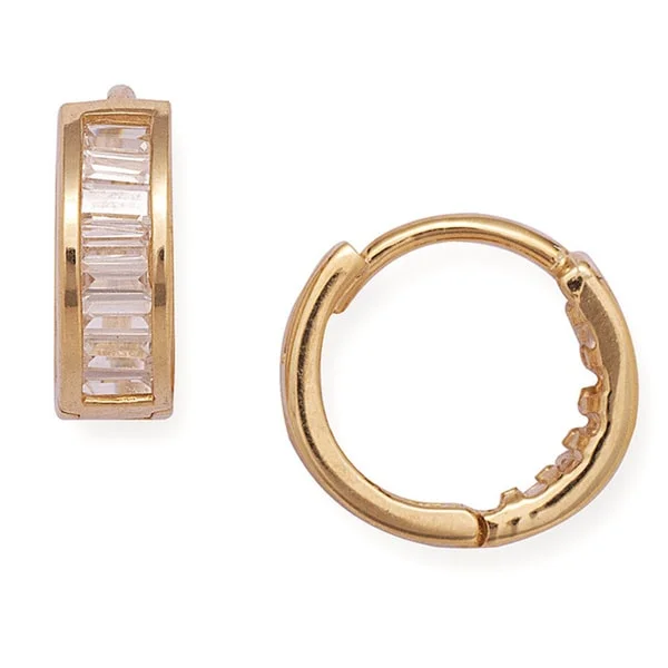 Curata 14k Gold Baguette Cubic Zirconia Hinged Hoop Clip-in Earrings