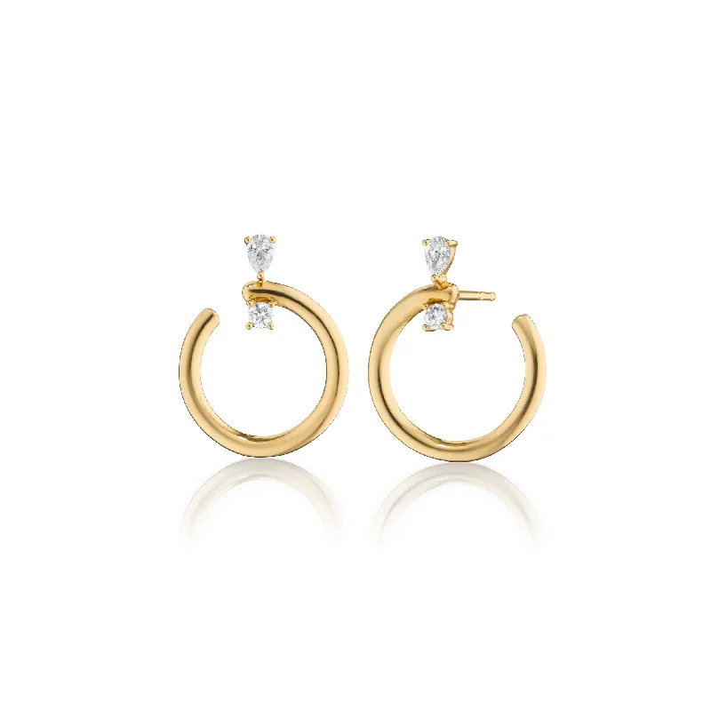 18K Gold Midi "Galaxy Wrap Hoop" Earrings with Diamonds